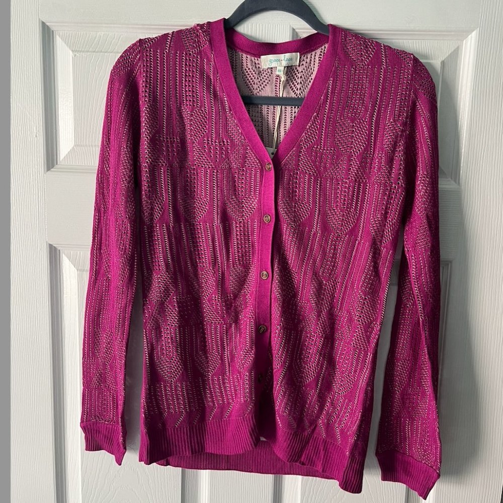 Grace and Lace Magenta Knitted Long Sleeve Sweater